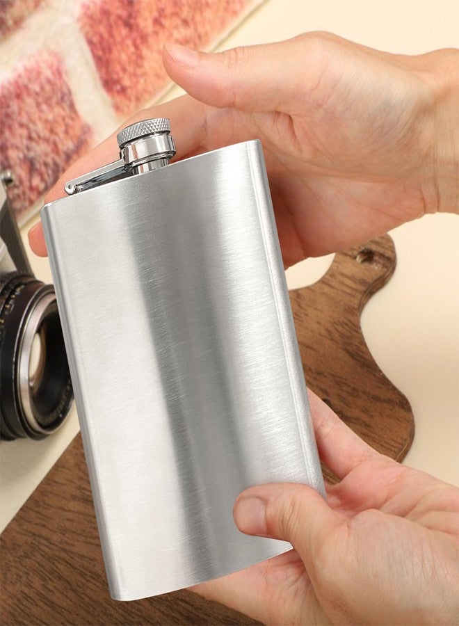 Quacc 8 oz Hip Flask with Funnel, Stainless Steel Portable Pocket Flask for Men (Silver) - Image 3